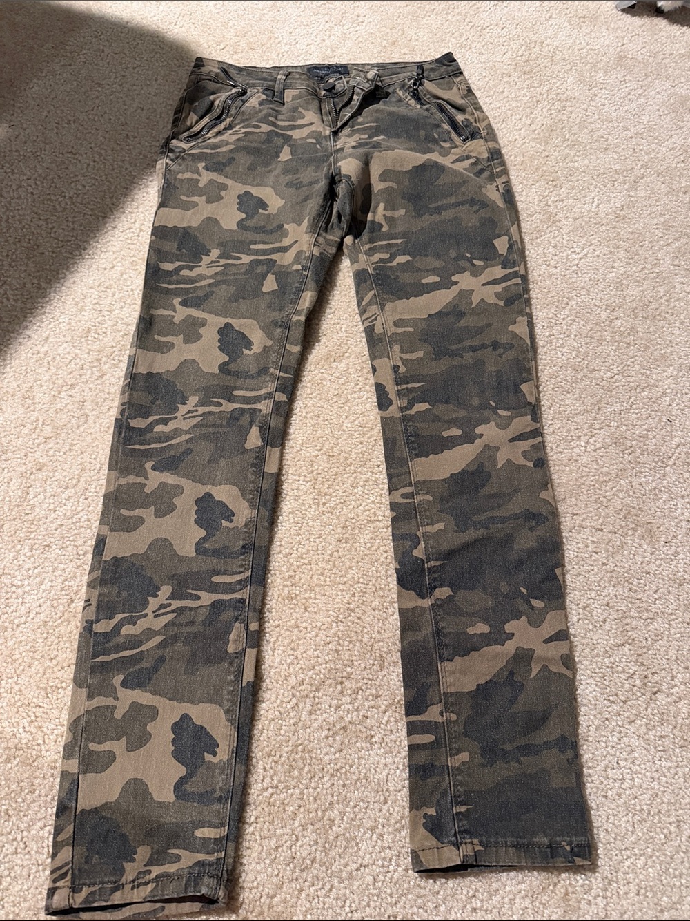 American bazi Camo Stretch Skinny Jeans - Olive/Black